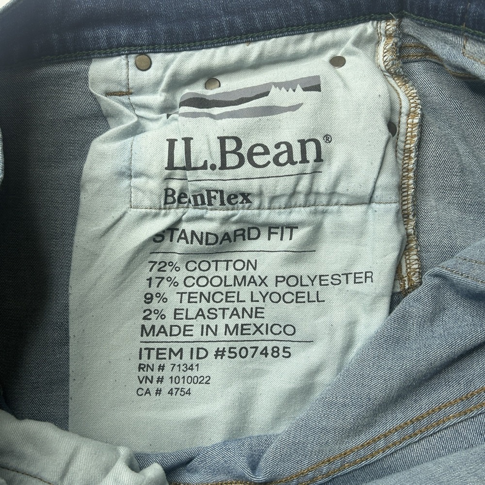 L.L. Bean BeanFlex Denim Blue Jeans Men's 42x32 (Fit 42x30) Standard Fit LL Bean - Picture 8 of 15